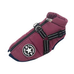 Large Pet Dog Jacket With Harness Winter Warm Dog