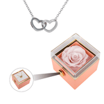 ROTATING ETERNITY ROSE BOX - W/ ENGRAVED NECKLACE