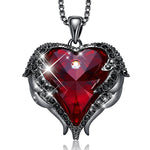 Colorful Crystal Angel Wings Heart Pendant Necklace Christmas Party Gift - hotbuyy