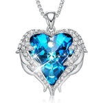Colorful Crystal Angel Wings Heart Pendant Necklace Christmas Party Gift - hotbuyy