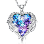 Colorful Crystal Angel Wings Heart Pendant Necklace Christmas Party Gift - hotbuyy