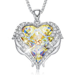 Colorful Crystal Angel Wings Heart Pendant Necklace Christmas Party Gift - hotbuyy