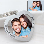 Personalized Photo Keychain Custom Name Keychain Heart Keychain Couples Keychain Picture Keyring Mom Dad Gift Best Friend Gift