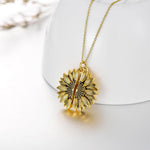 Custom Photo Locket Sunflower Necklace